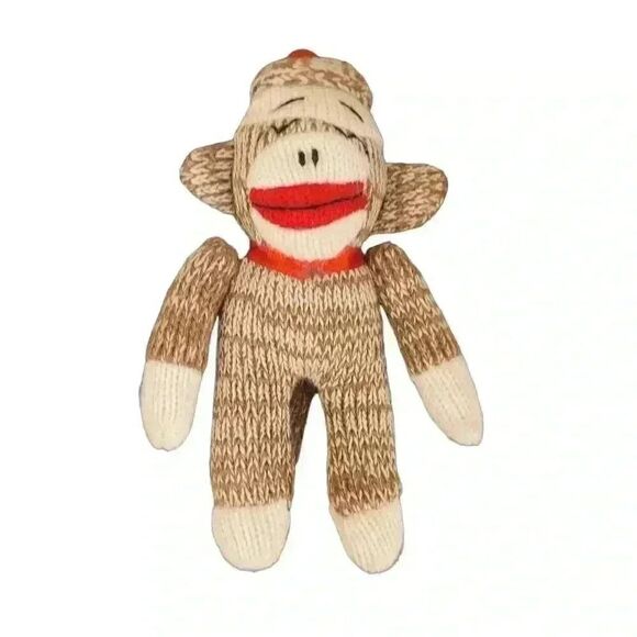 Unbranded Brown/Cream/Red Knit 6" Sock Monkey Toy EUC - Picture 1 of 4